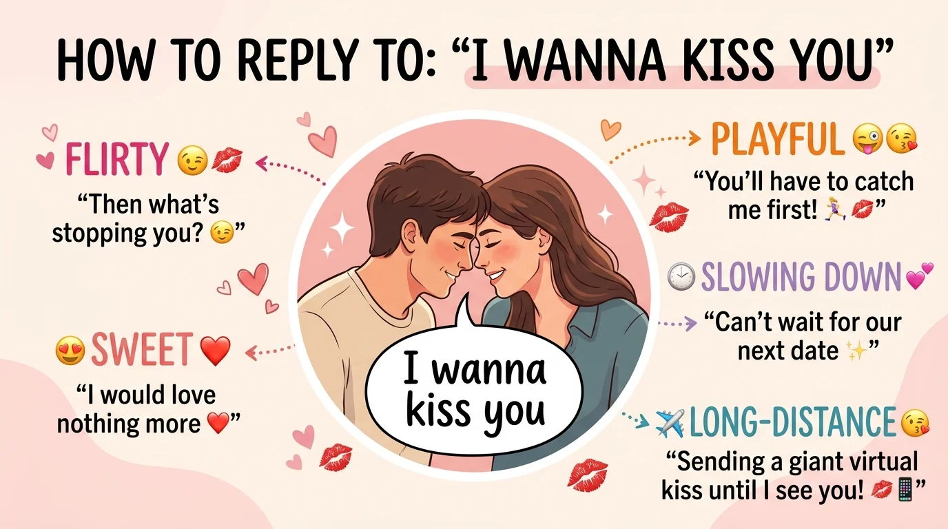 best replies to I wanna kiss you