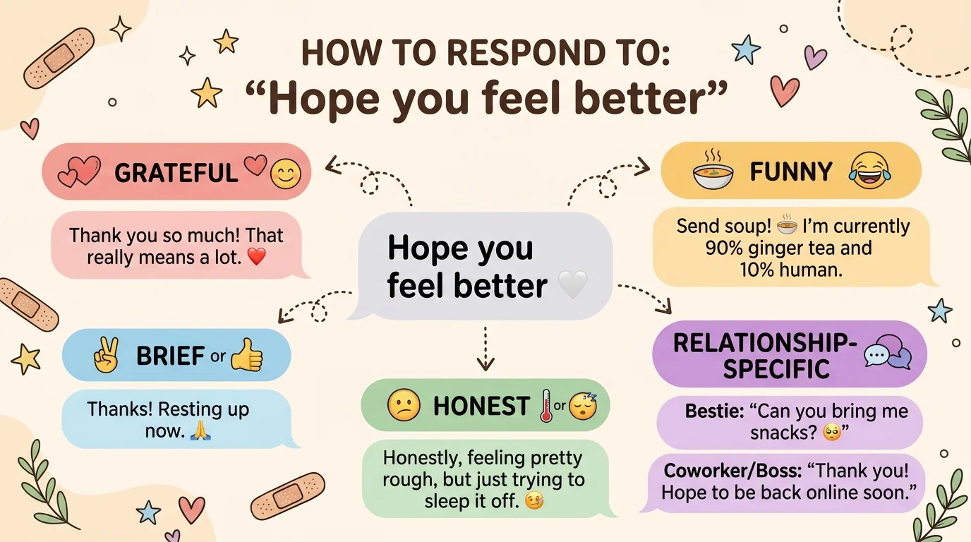 best replies to hope you feel better